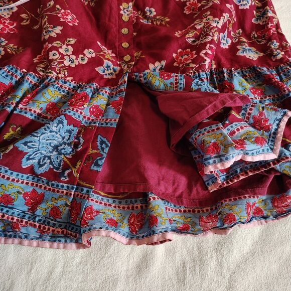 Sundance Floral Tiered Midi Skirt XS Boho Cottagecore Button Front Festival - Picture 10 of 10
